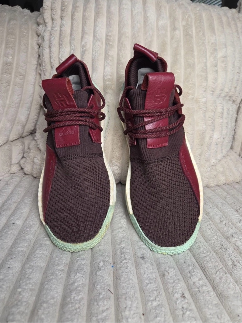 Adidas Harden LS 2 Lace CG6277 Maroon Leather Basketball Shoes Men's Size 10 - Picture 2 of 7